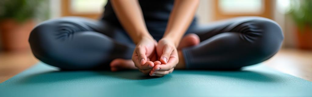 明るいスタジオでのヴィンヤサヨガ